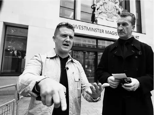  ?? CArL cOUrT / AFP / GeTTy ImAGeS ?? Tommy Robinson, left, and Kevin Carroll say they want to distance themselves from the extremism of some supporters.