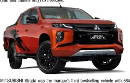  ??  ?? MITSUBISHI Strada was the marque’s third bestsellin­g vehicle with 564 units sold.