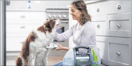  ?? BISSELL VIA AP ?? This undated photo provided by Bissell shows their Bissell Barkbath Portable Dog Bath. Less water used and less mess to contend with make the Barkbath appealing to those with minimal space and/or pets who are bath-averse.