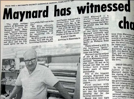  ?? FAIRFAX NZ ?? A clipping from 1981 showing a story on retiring businessma­n Maynard Miles.