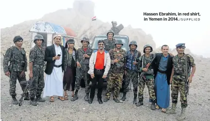  ?? /SUPPLIED ?? Hassen Ebrahim, in red shirt, in Yemen in 2014.