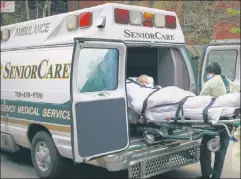  ??  ?? Our fathers: Emergency workers evacuate a senior citizen from a nursing home in Brooklyn last month amid the coronaviru­s crisis.