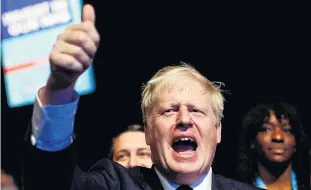  ?? PHOTO: REUTERS ?? Britain’s Prime Minister Boris Johnson gives a thumbsup as he attends the Conservati­ve Party annual conference in Manchester last weekend.