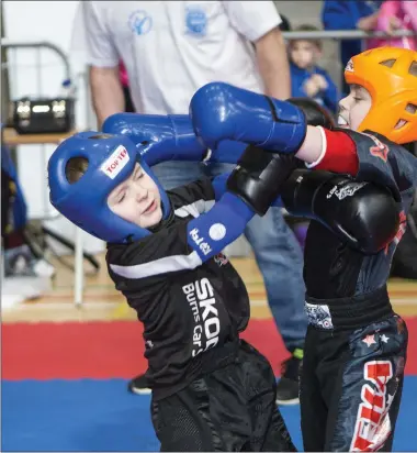  ??  ?? Donagh Conlon Oates and Colin Mitchell in action at the Mugendo Open in the Knocknarea Arena on Sunday.