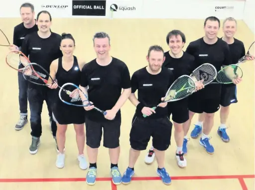  ??  ?? ●●New Mills Squash Club’s first and second teams both celebrated promotion at the end of last season