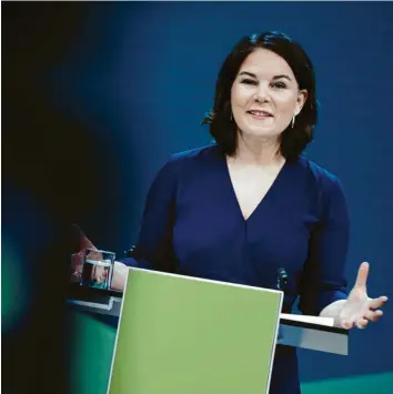  ?? Foto: Kay Nietfeld, dpa ?? „Wir haben Bock“– Annalena Baerbock während ihrer ersten Ansprache als Kanzlerkan­didatin der Grünen.