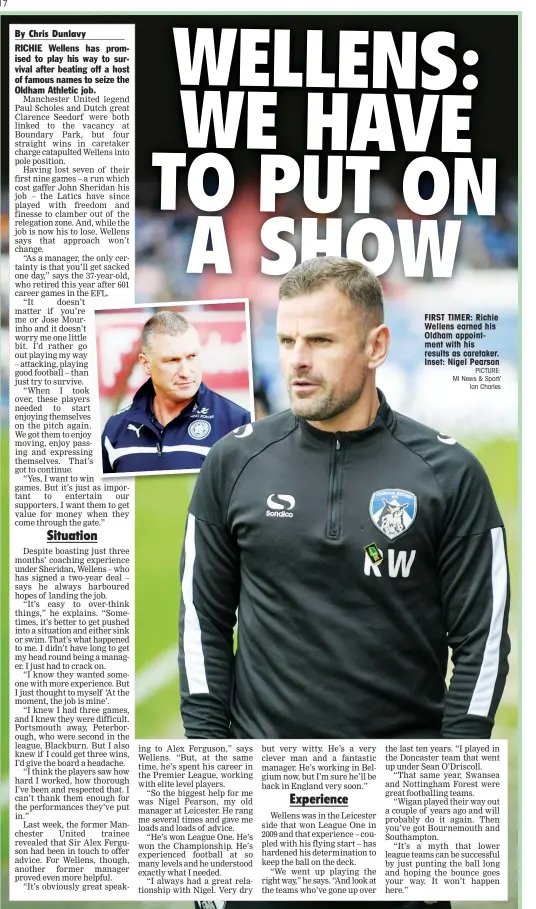  ?? PICTURE: MI News & Sport/ Ian Charles ?? FIRST TIMER: Richie Wellens earned his Oldham appointmen­t with his results as caretaker. Inset: Nigel Pearson