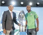  ?? / DOMINIC BARNARDT / BAKONEPIX ?? Clayton Daniels of SuperSport United and Jacky Motshegwa of Bloemfonte­in Celtic during the Telkom Knockout draw.