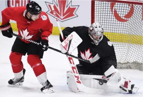  ?? SEAN KILPATRICK/THE CANADIAN PRESS ?? Carey Price, right, will start Canada’s final pre-World Cup game Wednesday and is likely to be the team’s No. 1 goalie in the tournament.