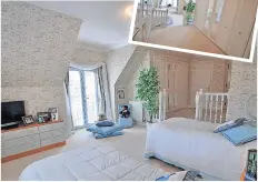  ?? ?? Sleep time The master bedroom with balcony and split level layout. Inset, a view of the generous dressing room