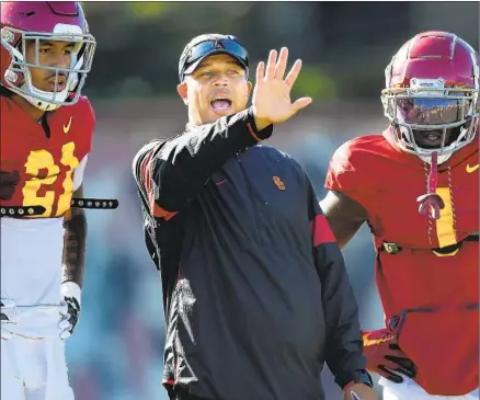  ?? Wally Skalij Los Angeles Times ?? USC INTERIM coach Donte Williams made stops at Arizona and Nebraska before landing at Oregon where he was a key recruiter.