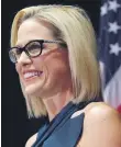  ??  ?? Kyrsten Sinema speaks to supporters in Arizona