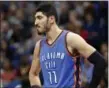  ?? JIM MONE — THE ASSOCIATED PRESS FILE ?? Enes Kanter is one of two players heading to New York after Knicks agreed to trade Carmelo Anthony to Thunder on Saturday.