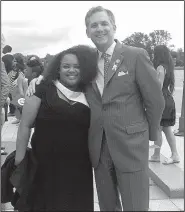  ?? Special to Arkansas Democrat-Gazette ?? Second District Rep. French Hill, R-Ark., (right) with Starr Wilson of Jacksonvil­le. Wilson, who spent a decade in the child welfare system, participat­ed in the 2017 Foster Youth Shadow Day. Hill gave a speech on the House floor, praising Wilson and...