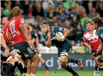  ??  ?? Luke Whitelock has a lock at No 8 for the Highlander­s in Sunday’s sudden death clash with the Lions after playing in the second row against the Brumbies in last weekend’s Super Rugby quarterfin­al in Canberra.