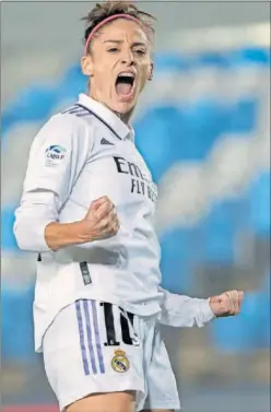 ?? ?? Esther celebra un gol con el Real Madrid