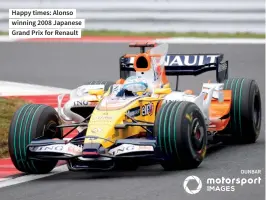 ??  ?? Happy times: Alonso winning 2008 Japanese Grand Prix for Renault