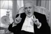  ?? ASSOCIATED PRESS ?? IRAN’S FOREIGN MINISTER MOHAMMAD JAVAD ZARIF is interviewe­d by The Associated Press, in New York, Tuesday.