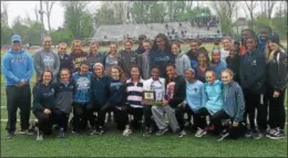  ?? KEV HUNTER — DIGITAL FIRST MEDIA ?? The North Penn girls track and field team celebrates their SOL Continenta­l title on Saturday.