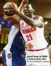  ?? (Ph. Haouzi/ASM et C. Dodergny) Groupe A / ?? Jarrod Jones et l’ASM à l’assaut de R. Ulm.