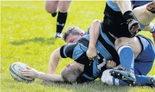  ??  ?? Morgan Williams scores for Llan