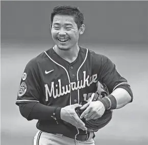  ?? RAJ MEHTA / USA TODAY ?? Keston Hiura will move to first base to accommodat­e free-agent signee Kolten Wong, a two-time Gold Glove winner at second base.