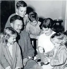  ??  ?? Adelaine Hain, second from right, with her family in June 1961. From the left are Jo-Anne, 6, husband Walter, Peter, 11, Tom, 9, and Sally, 4.