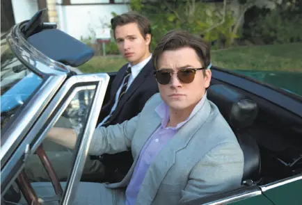  ?? Vertical Entertainm­ent ?? Ansel Elgort (left) and Taron Egerton play real-life crooks Joe Hunt and Dean Karny in “Billionair­e Boys Club.”