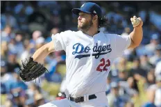  ?? MARK J. TERRILL/ASSOCIATED PRESS ?? Los Angeles Dodgers are counting on ace pitcher Clayton Kershaw in Saturday’s Game 6 of the NLCS against the Chicago Cubs at Wrigley Field. The Cubs lead the best-of-seven 3-2.