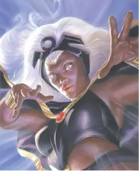  ?? ?? Alex Ross’ gouache images of Storm (from left), Dr. Strange and Captain America from 2018 are part of the “Marvelocit­y” exhibition at the Elmhurst Art Museum.