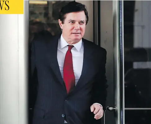  ?? JACQUELYN MARTIN / THE ASSOCIATED PRESS ?? Paul Manafort, Donald Trump’s former campaign chairman, will almost certainly see jail time after being found guilty of financial crimes.