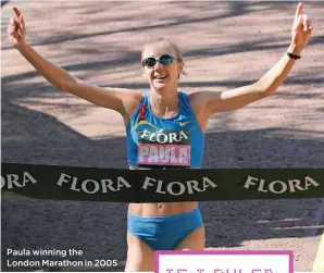  ??  ?? Paula winning the
London Marathon in 2005