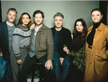  ?? TAYLOR JEWELL/INVISION ?? Shea Whigham, from left, Ottessa Moshfegh, Luke Goebel, William Oldroyd, Anne Hathaway and Thomasin McKenzie on Jan. 21 in Utah.