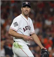  ?? ELSA — GETTY IMAGES ?? Houston ace Justin Verlander has the confidence of his teammates despite a 0-5lifetime World Series record.