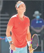  ?? REUTERS ?? Spain's Rafael Nadal celebrates after winning his first round match against Serbia's Laslo Djere on Tuesday.