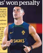  ?? (AFP) ?? Portugal’s Cristiano Ronaldo takes part in a training session at Al Shahania SC in Al Samriya yesterday.