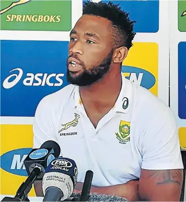  ?? Picture: MAHLATSE MPHAHLELE ?? DOING SA PROUD: Springbok captain Siya Kolisi, pictured in Brisbane, Australia, is in the running for a major award