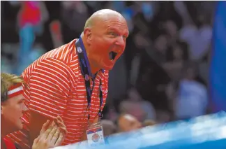  ?? Mark J. Terrill / aP file (2014) ?? Ballmer yells to his team during the second half of a game against the New York Knicks.