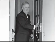  ?? AP/ ALEX BRANDON ?? Senate Majority Leader Mitch McConnell steps out of the West Wing of the White House June 27 to speak with the reporters after he and other Senate Republican­s met with President Donald Trump. Trump raised the possibilit­y Thursday that McConnell should...