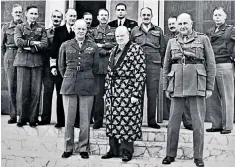  ??  ?? Opulent: after a bout of illness, Churchill greeted the world’s military leaders – including the future President Eisenhower, left of Churchill – in his dressing gown