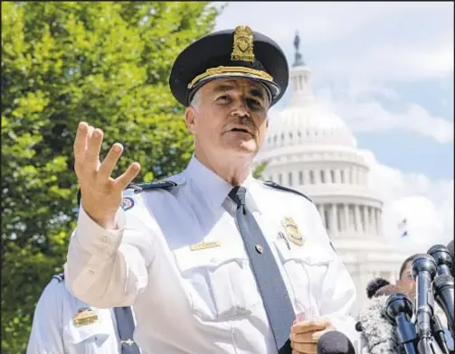  ?? ?? Capitol Police Chief Thomas Manger warned Sunday that as the anniversar­y of the Jan. 6 siege approaches, his force has been hit with a double whammy of attrition and no training. The agency’s training academy was forced to shut down for 10 months because of the pandemic, he said.