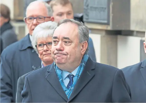  ?? Picture: PA. ?? Alex Salmond leaves the High Court in Edinburgh after he was cleared of allegation­s of attempted rape and a series of sexual assaults, including one with intent to rape, against nine women, who were all either working for the Scottish Government or within the SNP at the time.