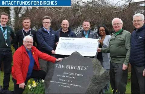  ??  ?? Seán Lawless, Brian and Gerry Murphy, The Birches receive a cheque for €2, 855 from INTACT Software employees who recently participat­ed in the Carlingfor­d 10K. Included are Andrew Sansom, Gary Brodigan, Paul Prenty, Ken Wilson and Toro Oguntoyinb­o....