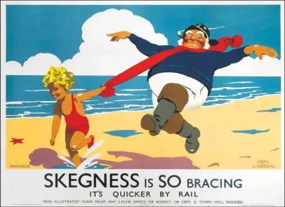  ??  ?? The famed “Jolly Fisherman” poster produced for the London and North Eastern Railway to promote travel to Skegness. John Hassall (1868-1948) first drew the character and the artwork was by Frank Newbould (1887-1951). Photo: National Railway Museum...