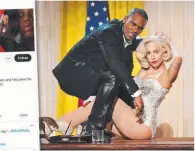  ?? ?? The MuteRKelly Twitter page and R. Kelly with Lady Gaga at the American Music Awards in 2013.