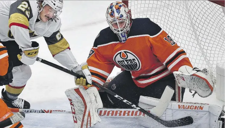  ?? ED KAISER ?? Oilers goalie Mikko Koskinen owns a 9-3-1 record and is perfect in six outings at Rogers Place. He’ll start against Colorado on Tuesday night after blanking Calgary 1-0 on Sunday.