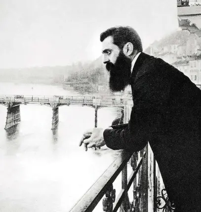  ?? Sní v roce 1897 v Basileji svůj sen o židovském státě v Palestině FOTO ČTK ?? Theodor Herzl