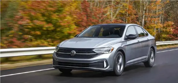  ?? Volkswagen photos ?? The 2024 Volkswagen Jetta carries on the sedan’s most recent look as a square and sedate econobox.