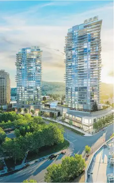  ??  ?? The two towers at One Water Street will rise to 29 and 36 storeys, creating a total of 403 homes on a 2.9-acre site.