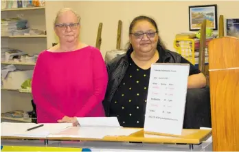  ??  ?? Volunteer Eleanor Bridge with Martha Field at the Pahiatua Informatio­n Centre.